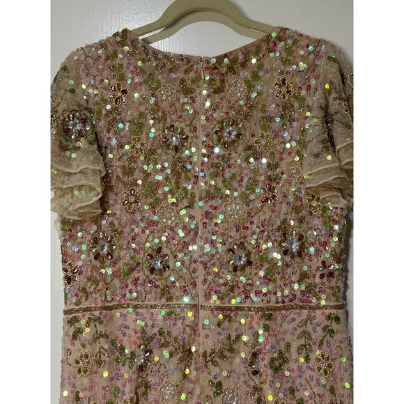 Mac Duggal Embellished Ruffled Cap Sleeve V-Neck Gown Size 12 NWT #10772 Sequins - Picture 15 of 16